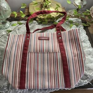 Longaberger Homestead Striped Canvas Tote Bag